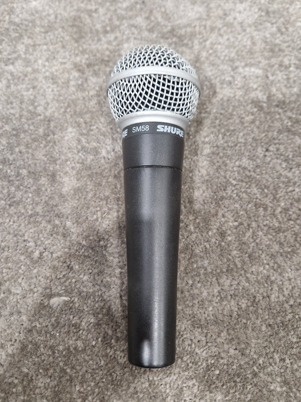 Shure Sm58 Dynamic Microphone - Cardioid Pattern, Durable Construction - Excellent w/ Original Box & Manuals & Mic Holder Midi cable