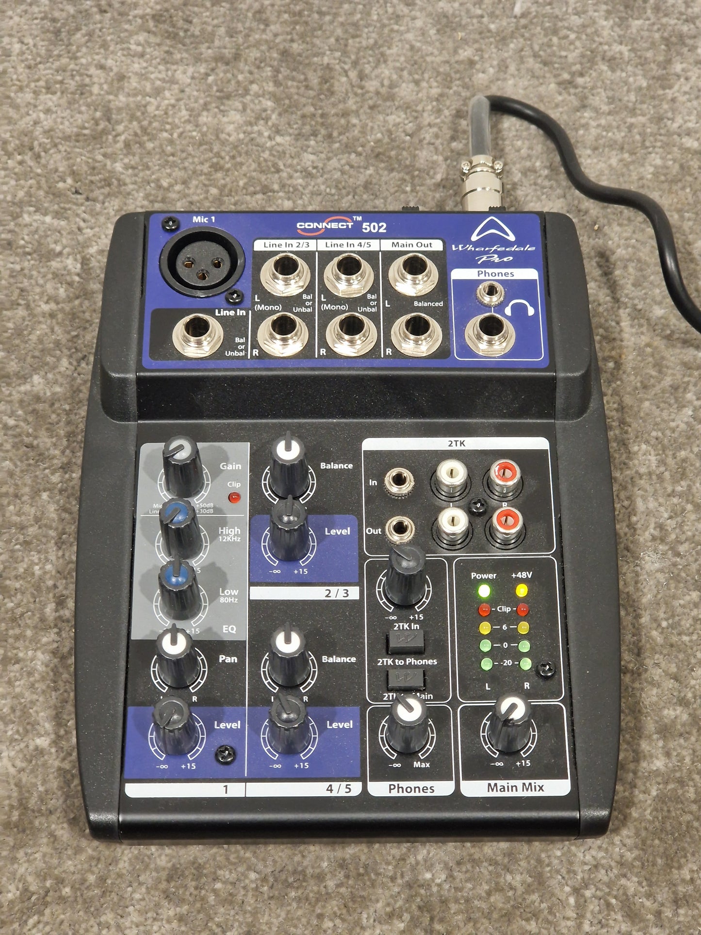 Wharfedale Pro Connect 502 Compact Mixer - 5-Channel Audio Control - Excellent w/ Original Box & Power Supply