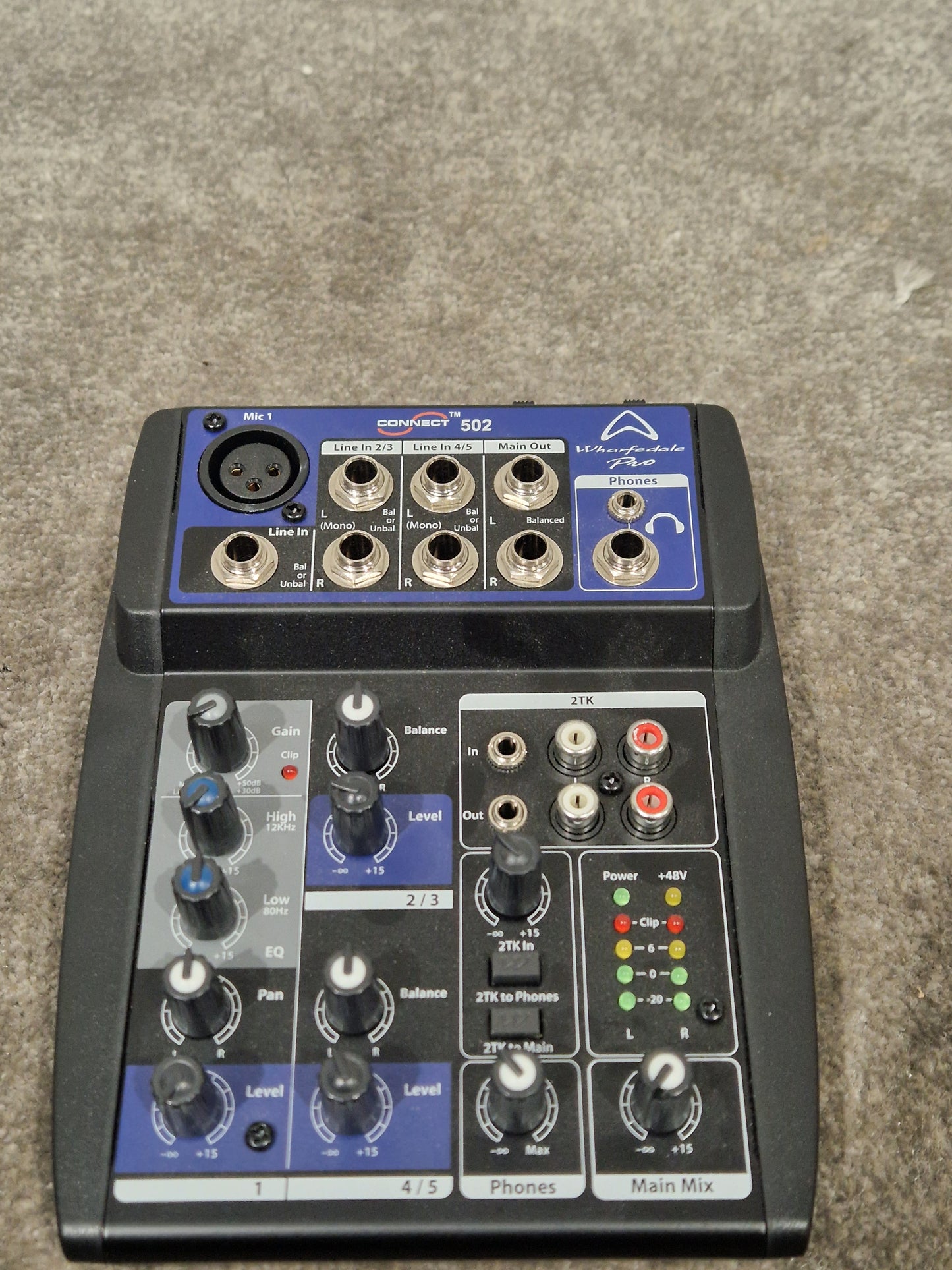 Wharfedale Pro Connect 502 Compact Mixer - 5-Channel Audio Control - Excellent w/ Original Box & Power Supply