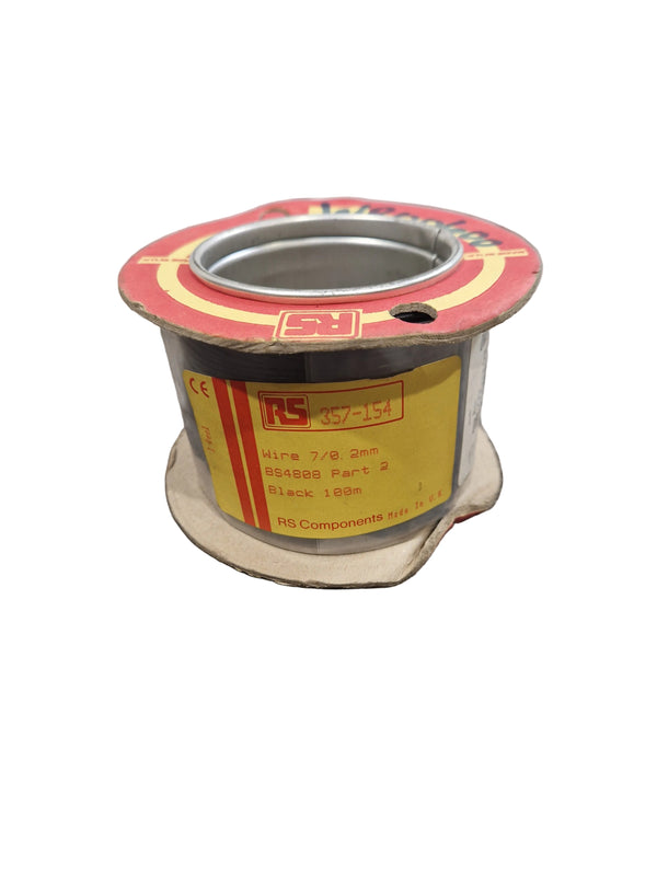 RS 7/0.2mm Equipment Wire Type 2 Black 100 Metres - Durable Insulation - Excellent