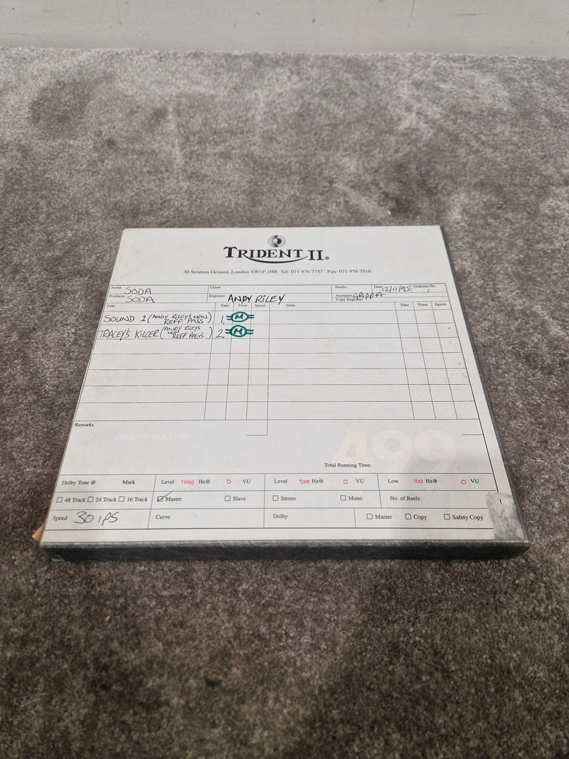 Soda - Britpop Band Collectible Trident II Studio Reel - Very Good w/ Box & Engineer Notes - image 2
