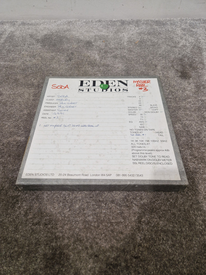Soda - Britpop Band Collectible Eden Studio Master Reel #3 - Very Good w/ Box & Session Log - image 2