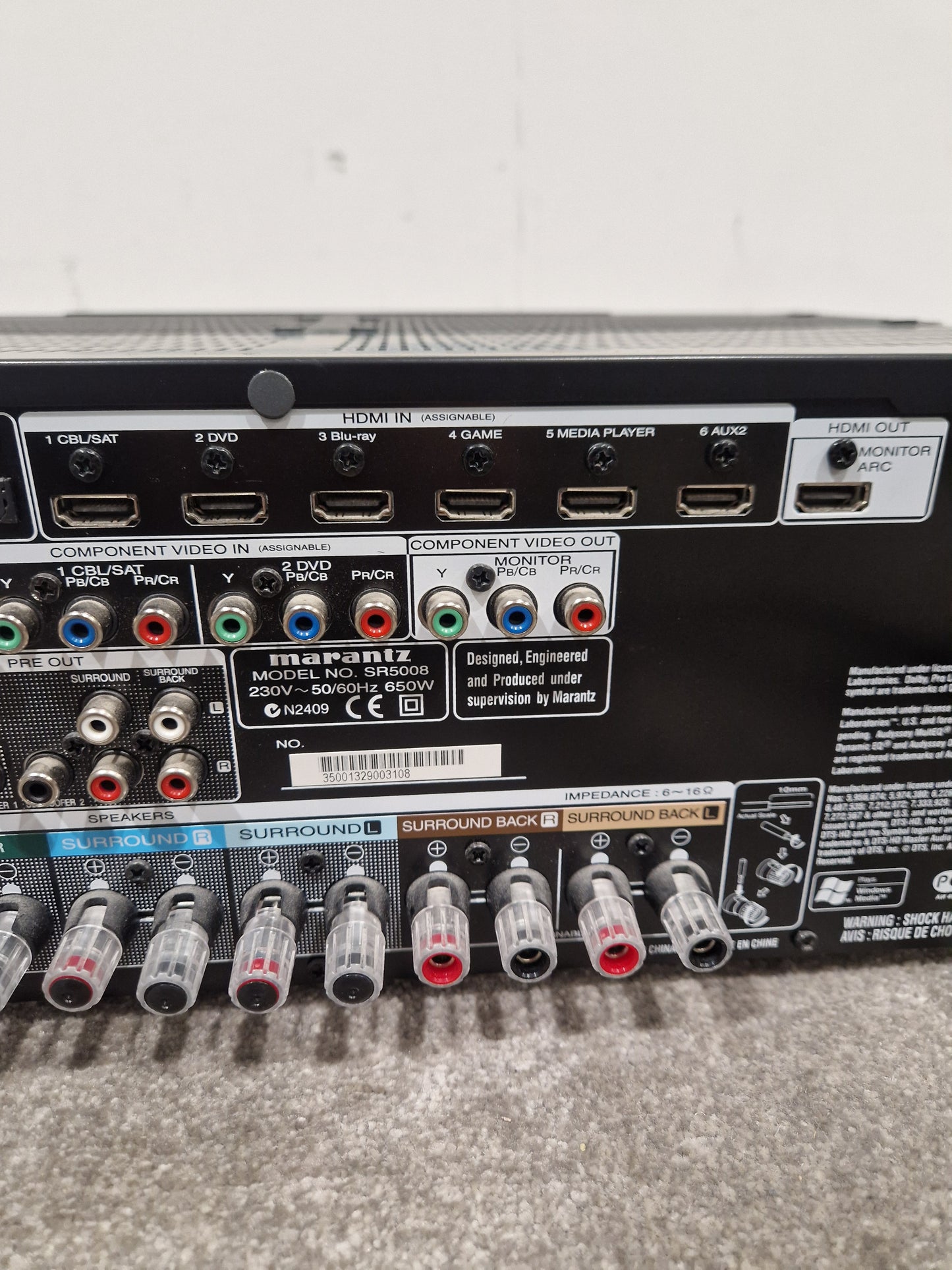 Marantz AV Receiver SR5008. - 7.2 Channel Surround Sound - Excellent w/ Power Supply & Remote