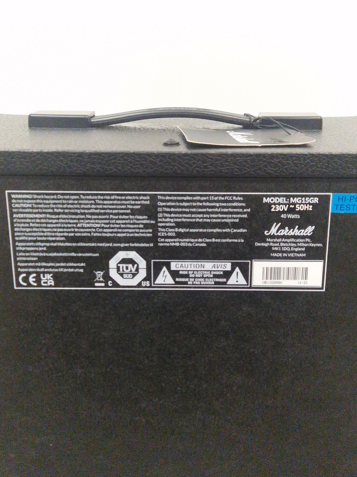 Marshall MG15R - 15W Combo Amp - Excellent w/ Power Supply