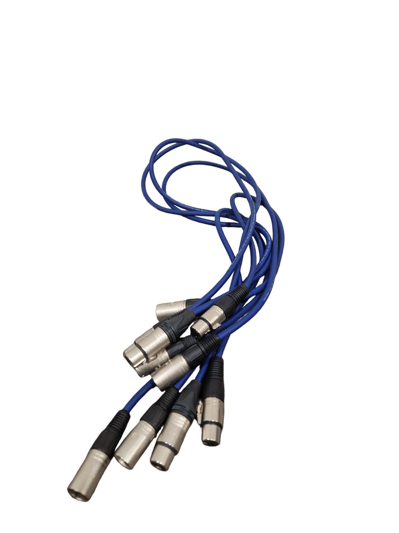 4 Blue XLR Microphone Cables - High-Quality Audio Transfer - Excellent - image 1