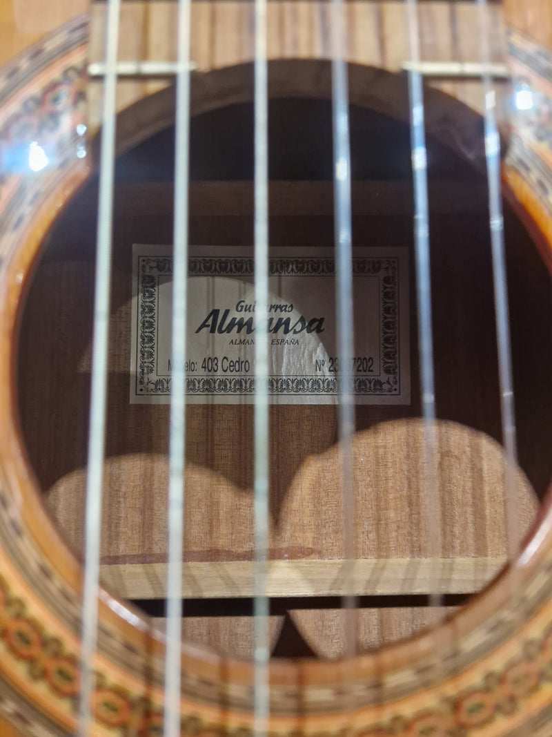 Almansa 403 Cedro Classical Guitar - Solid Cedar Top - Excellent - image 8