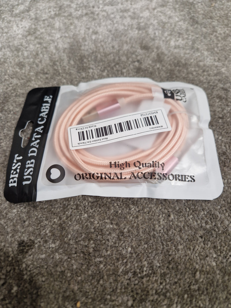 USB to Apple iPhone Lightning Cable - 2m Rose Gold Charging & Data Cable - Like New w/ Original Packaging - image 5