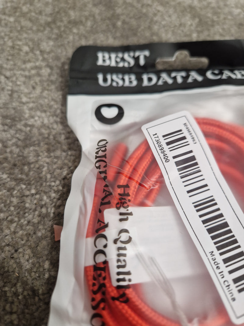 USB to Apple iPhone Lightning Cable - 2m Red Charging & Data Cable - Like New w/ Original Packaging - image 4