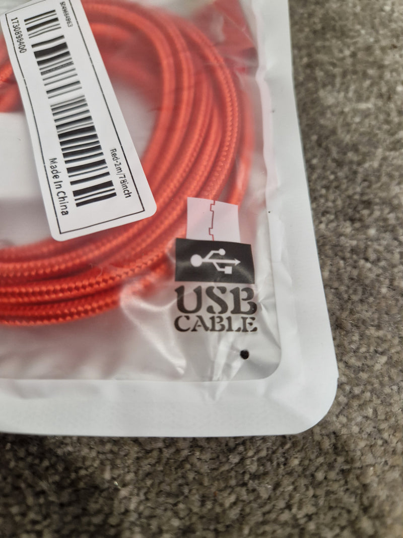 USB to Apple iPhone Lightning Cable - 2m Red Charging & Data Cable - Like New w/ Original Packaging - image 7