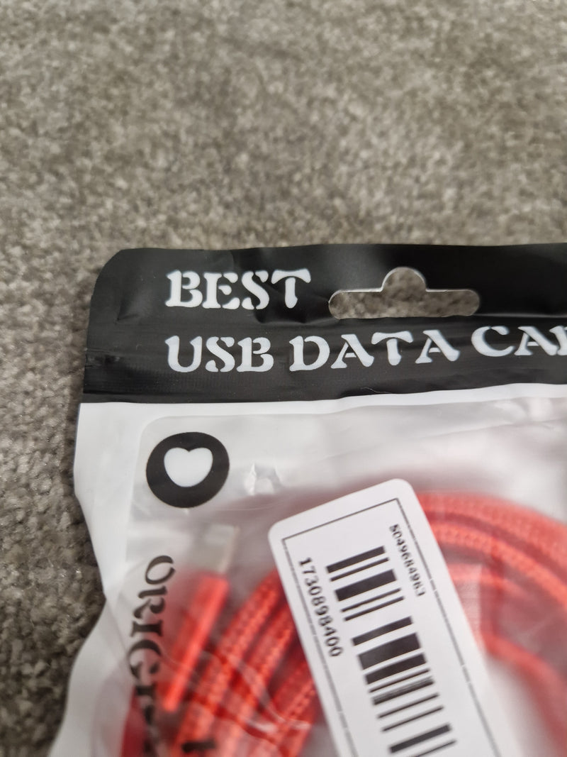 USB to Apple iPhone Lightning Cable - 2m Red Charging & Data Cable - Like New w/ Original Packaging - image 5