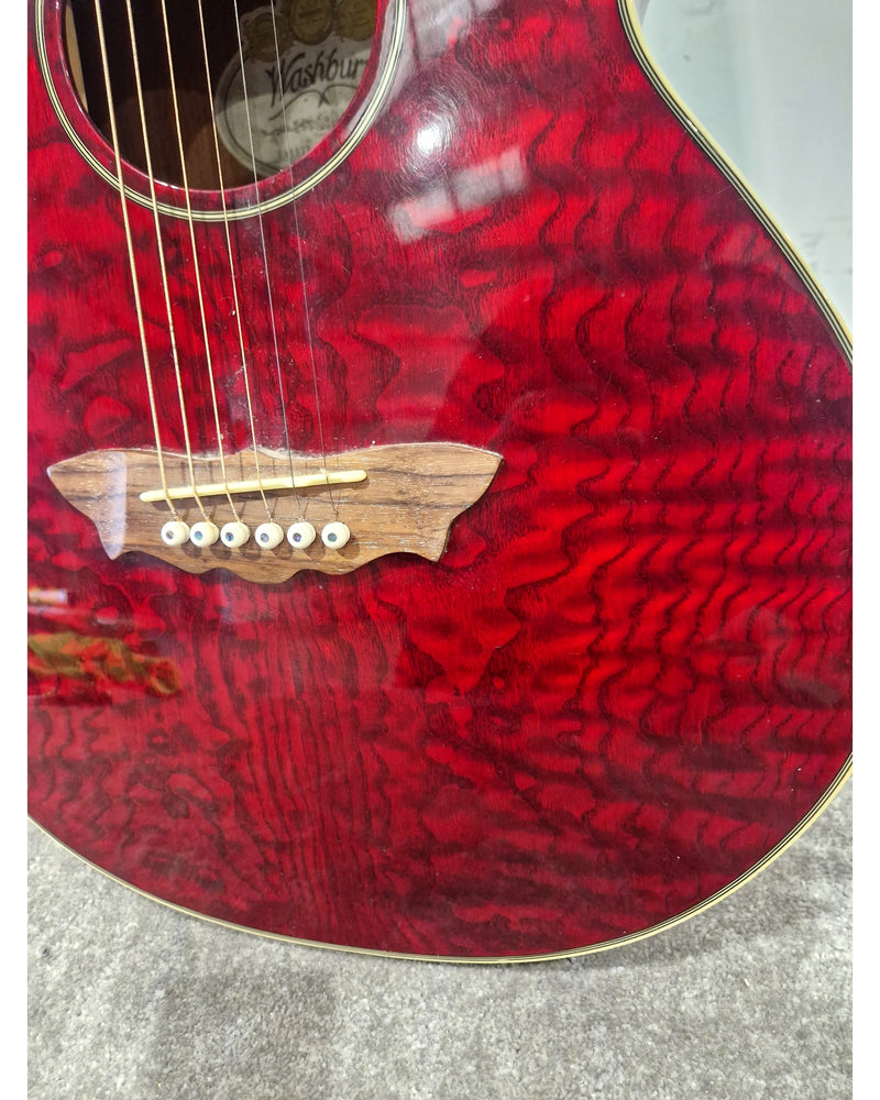 Washburn EA18TR Electro-Acoustic Guitar Red - Cutaway Design - Excellent - image 17