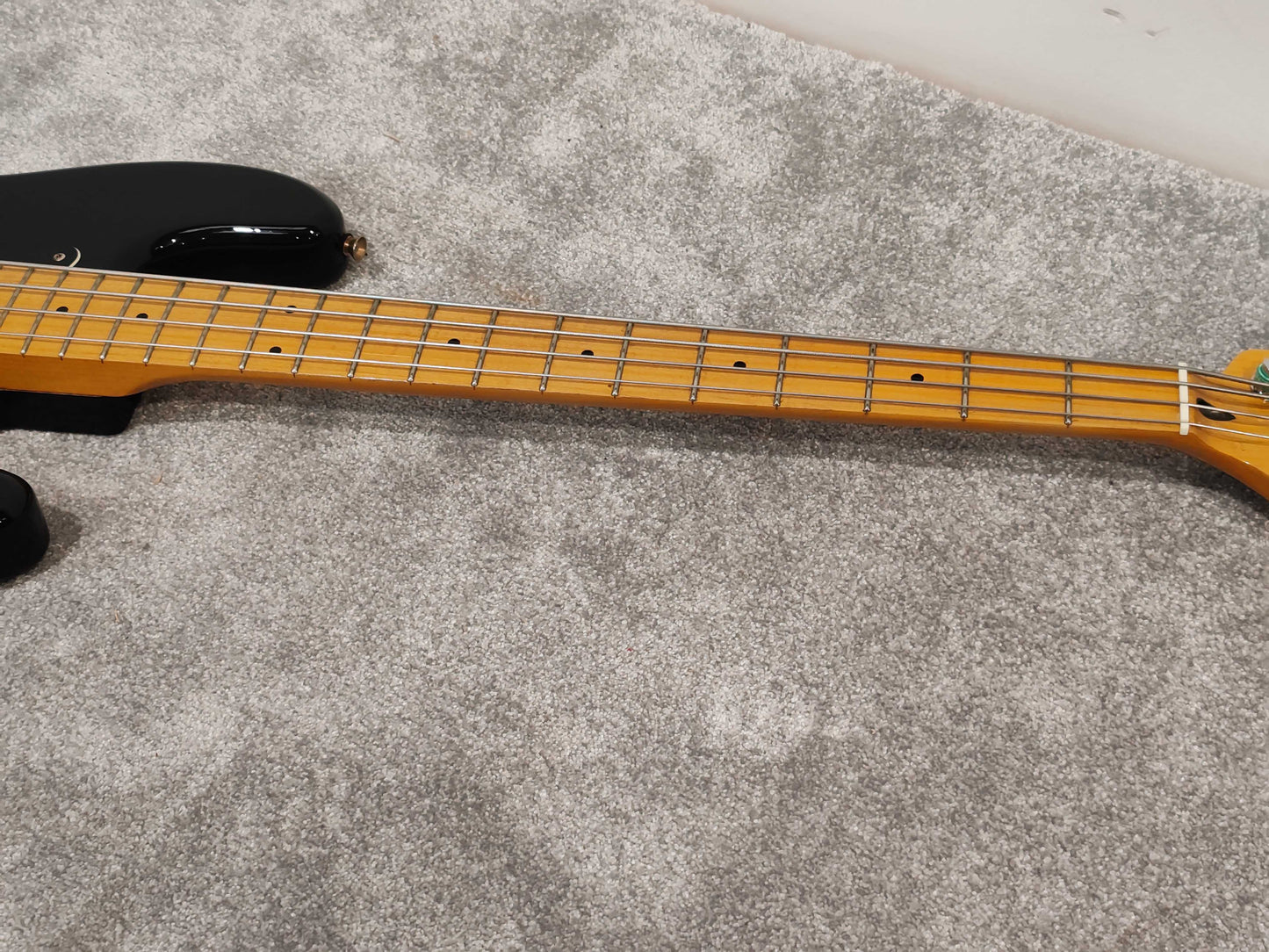 Vintage Tony Butler Signature V4 Bass Guitar, Black With Silverlining Hard Case