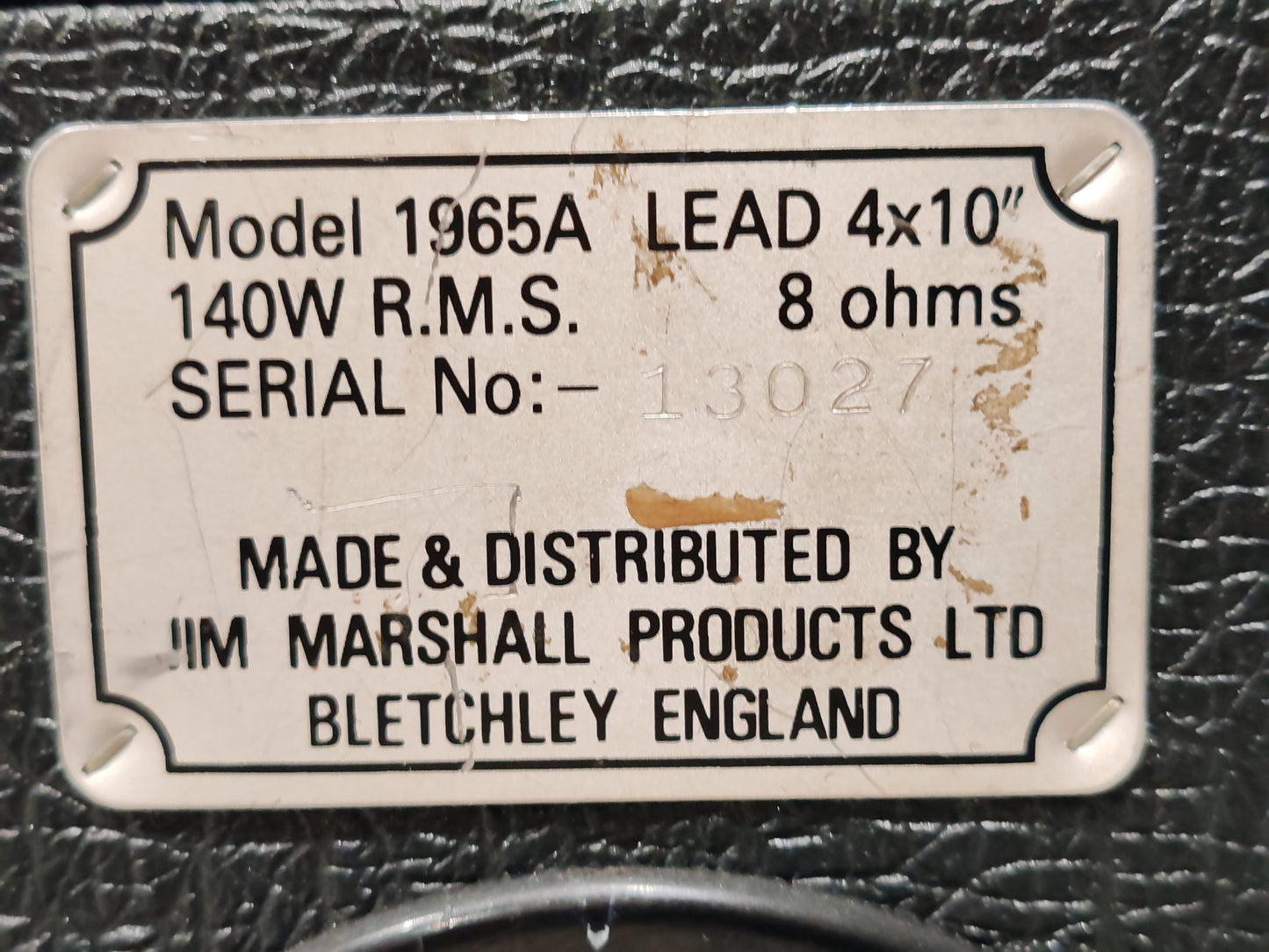 Marshall 1965A Lead 4x10" Vintage Slant Speaker Cabinet