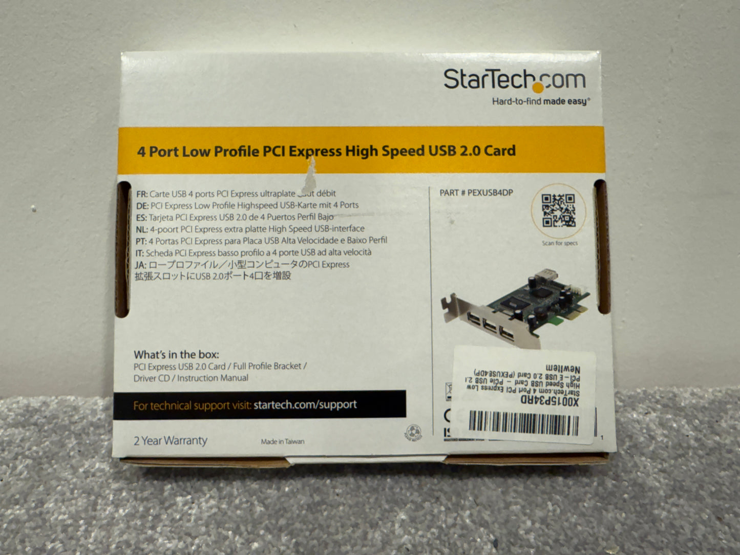 StarTech.com 4 Port PCI Express Low Profile High Speed USB Card - PCIe USB 2.0 Card - PCI-E USB 2.0 Card (PEXUSB4DP)