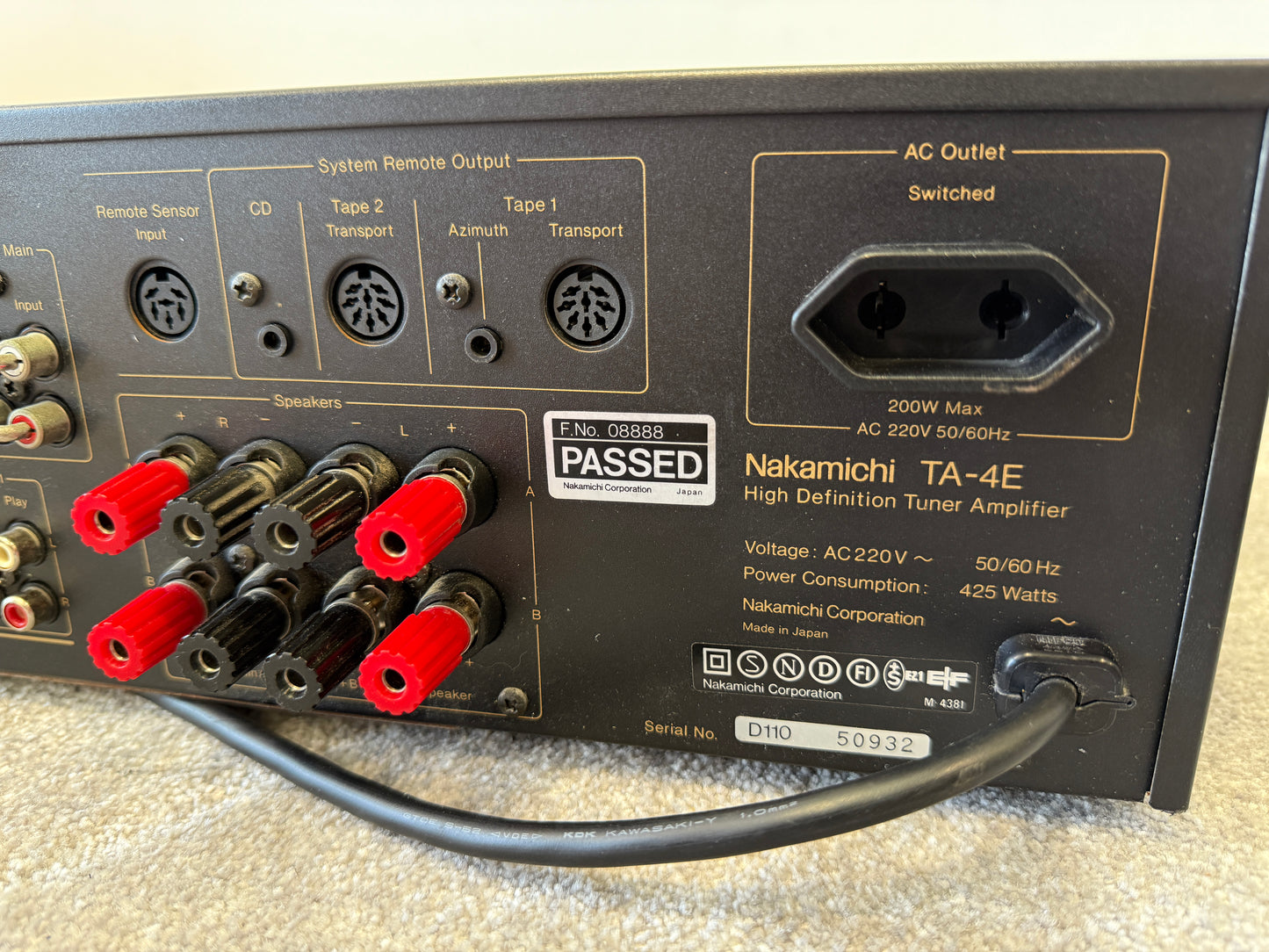 Nakamichi TA-4E Stereo Receiver – Nelson Pass Stasis Design, 100W Excellent