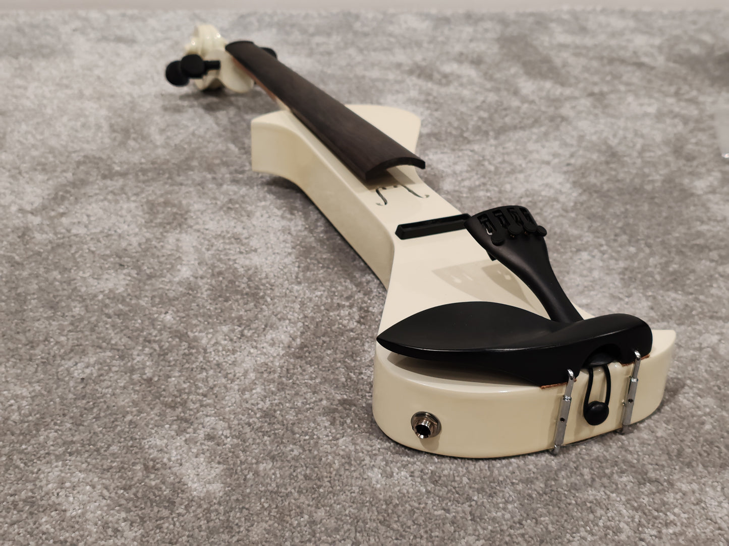 Electric Violin w/ Bow, Extra Bridges, New Strings and Hard Case with Strap - White