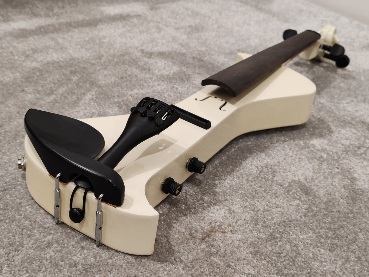 Electric Violin w/ Bow, Extra Bridges, New Strings and Hard Case with Strap - White