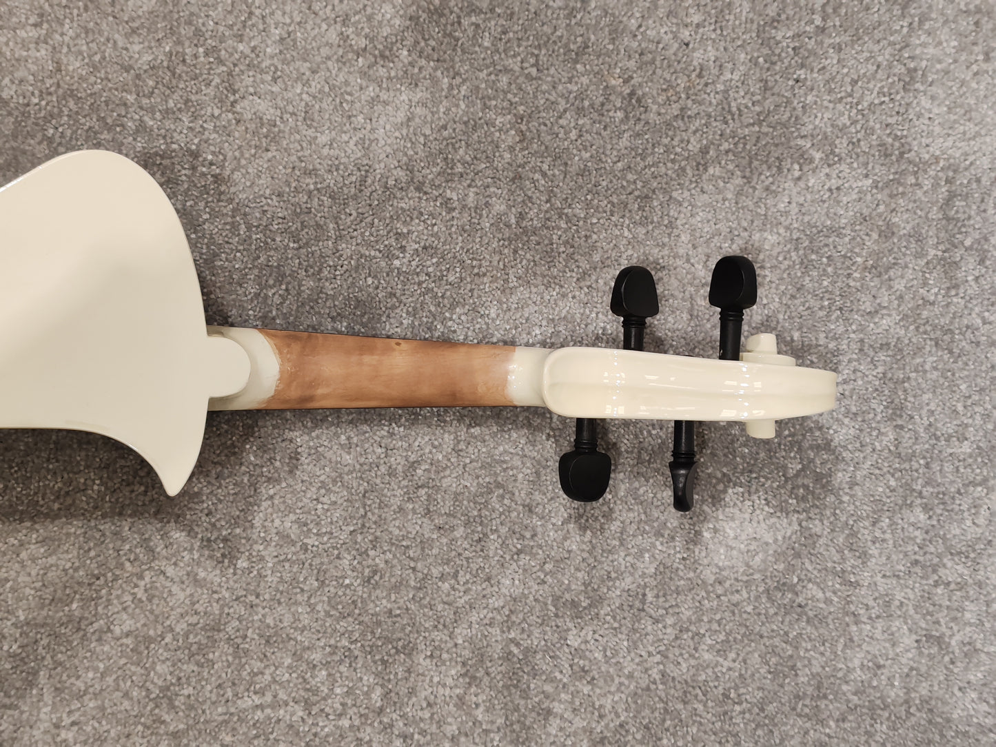 Electric Violin w/ Bow, Extra Bridges, New Strings and Hard Case with Strap - White
