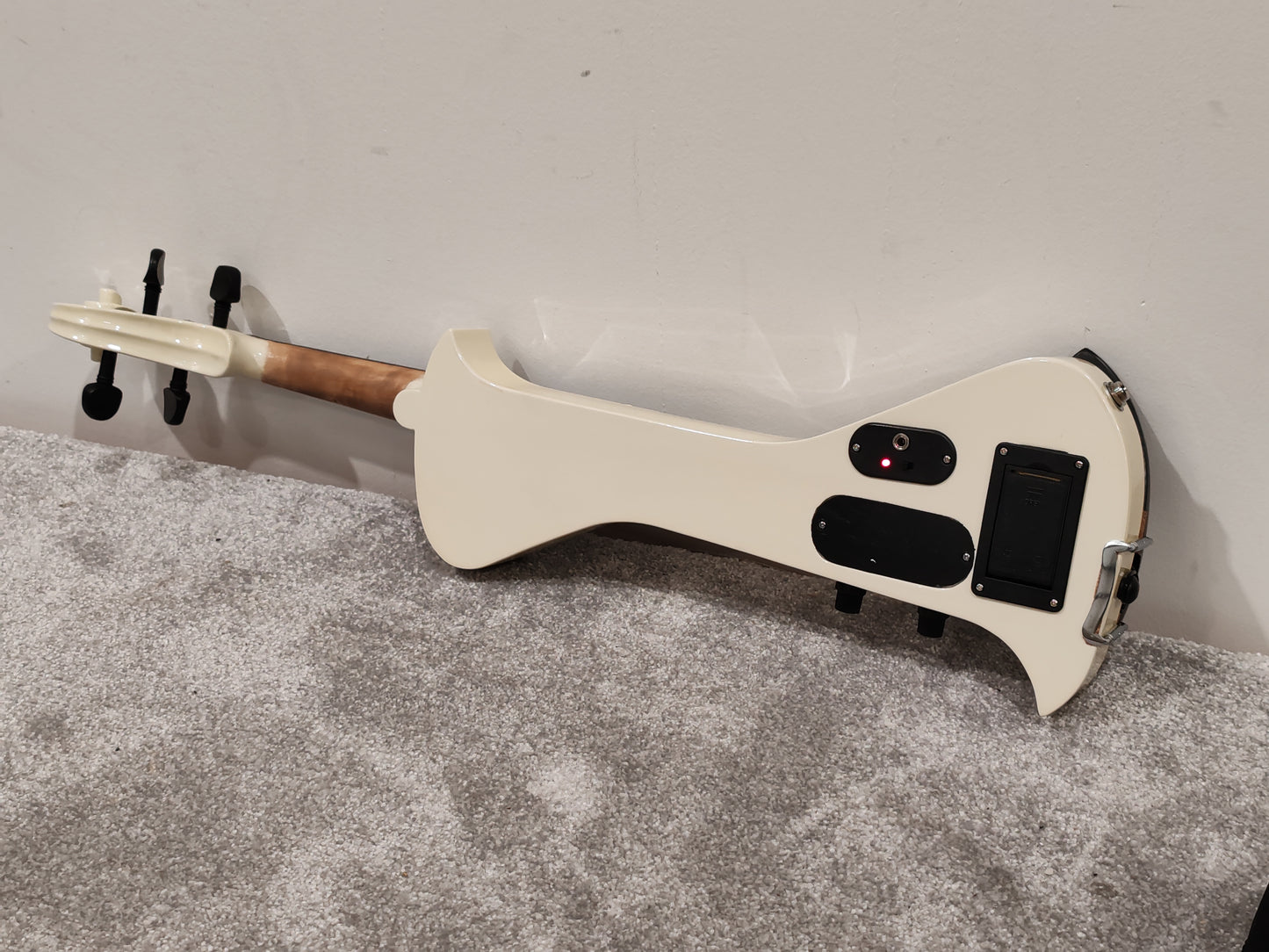 Electric Violin w/ Bow, Extra Bridges, New Strings and Hard Case with Strap - White