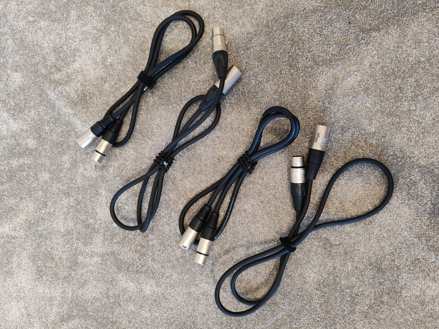 4x 1m XLR Cables - Various Brands - Male to Female