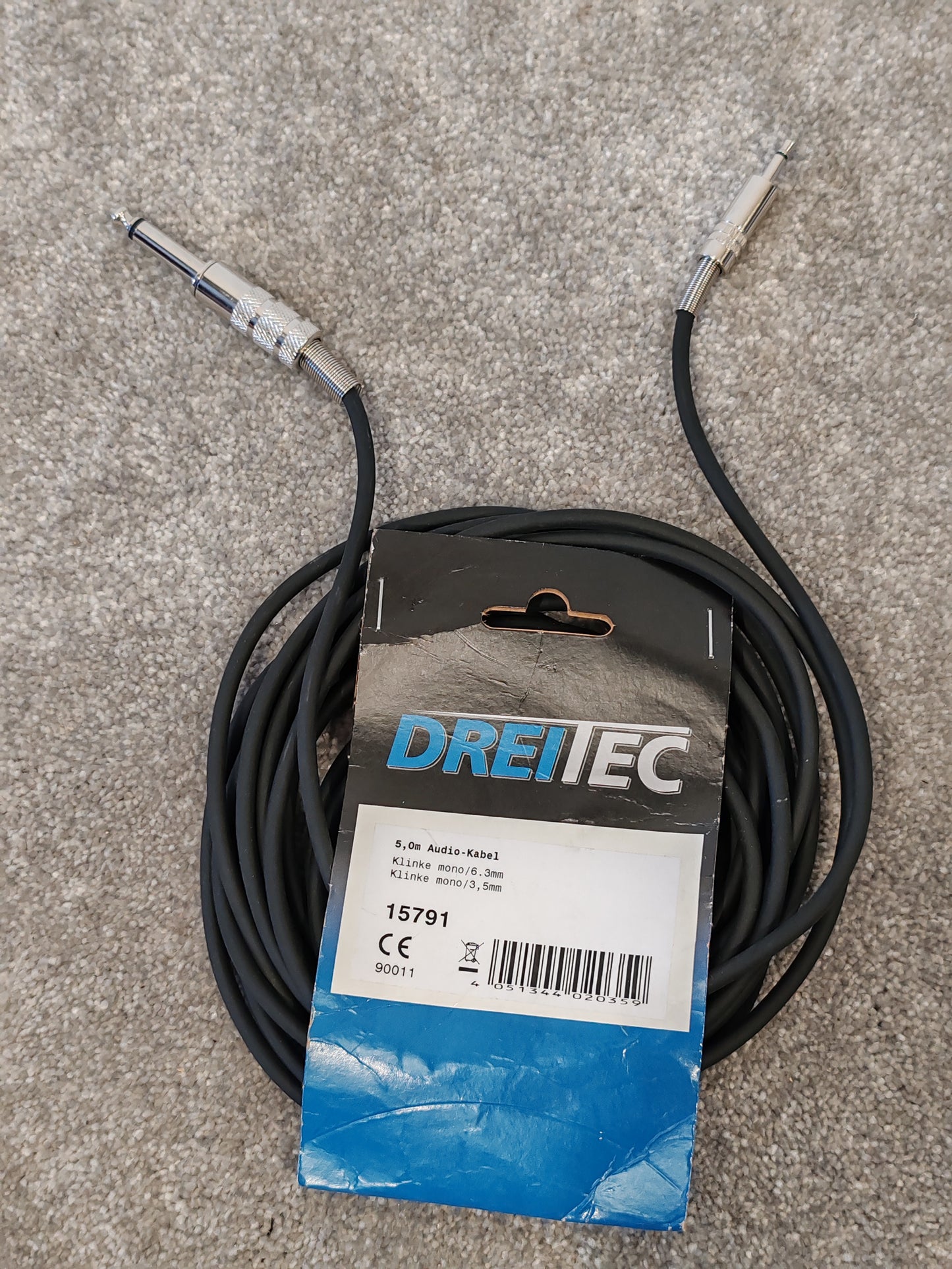 Dreitec 5m Mono Audio Cable - 6.3mm to 3.5mm Jack Plug