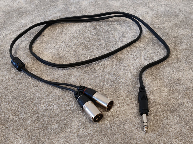 6.35mm Male Stereo Plug to 2 XLR Male Splitter Lead 1m - image 1