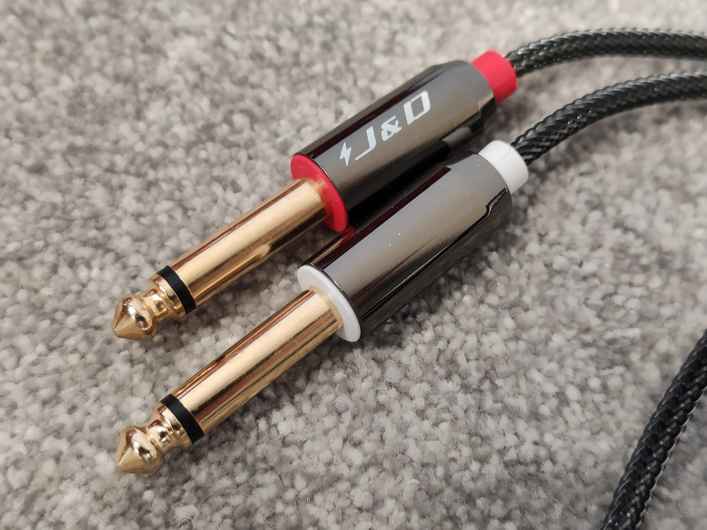 J&D High Performance Audio Cable - 3.5mm Stereo to 2x 1/4" TS Jack