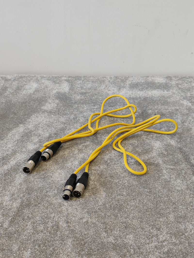 2X 1.5m qtx XLR Microphone Cables Male to Female - Yellow - image 1