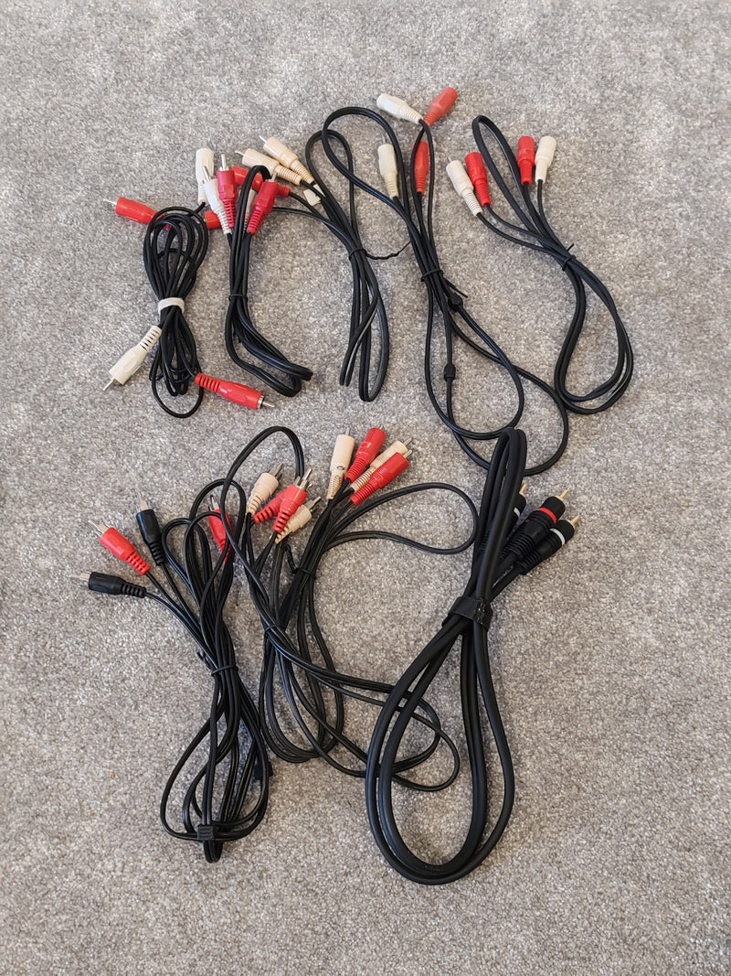 9x Dual RCA Phono Cables, Various Lengths, Brands and Plug Styles - image 1