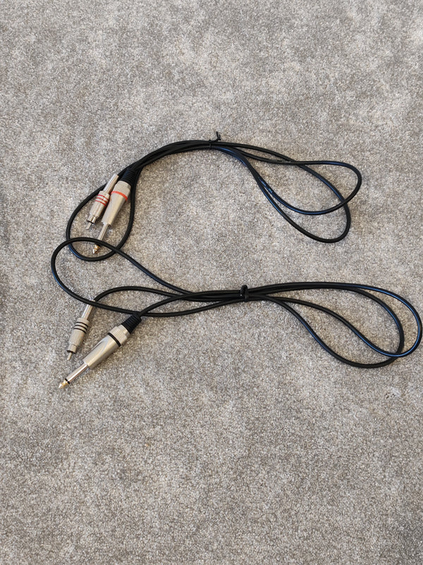 2X Stagg 1/4" TRS Stereo to RCA Phono, Silver, Black and Red