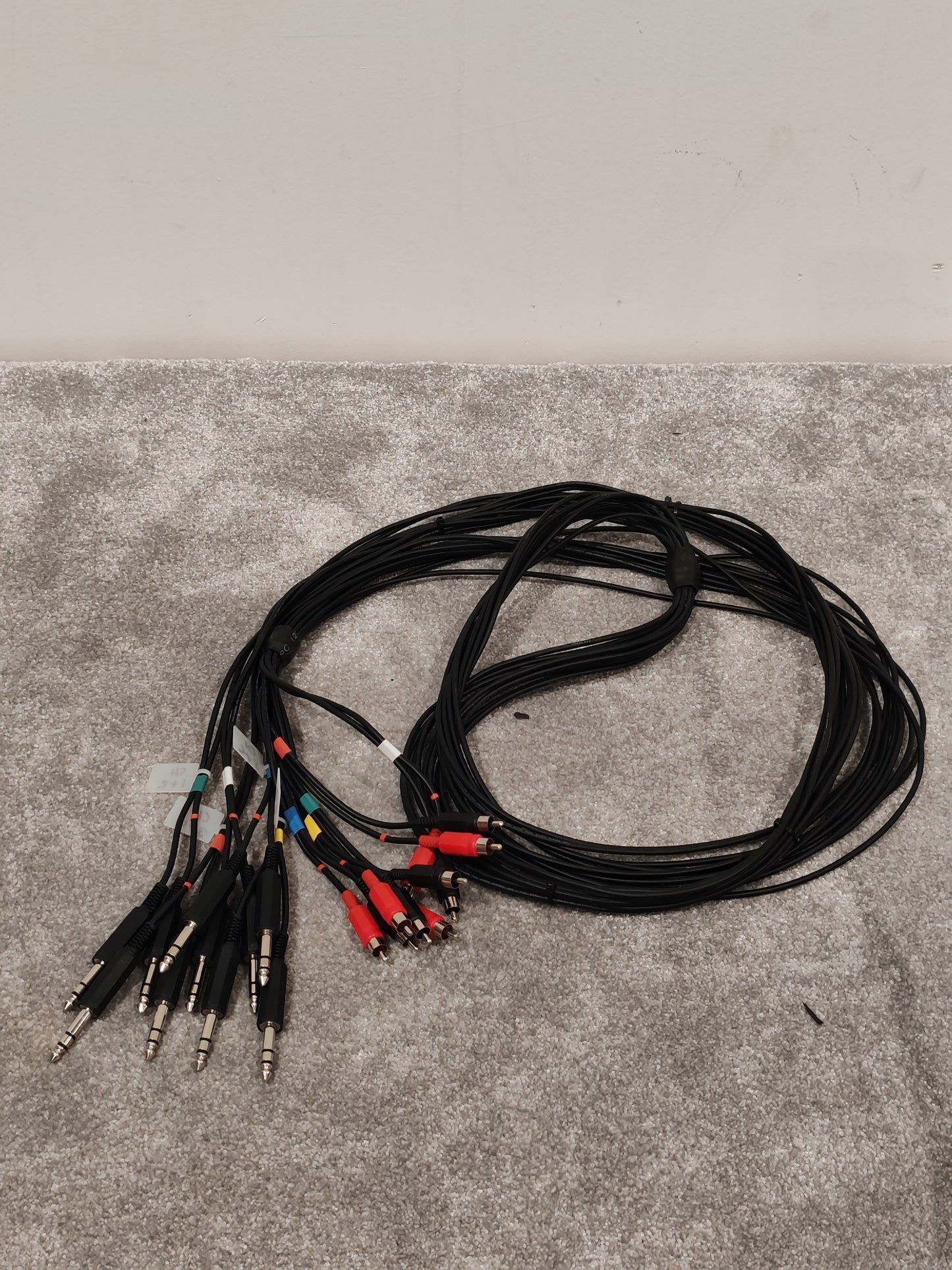 10 way RCA Phono to 1/4" TRS Stereo Van Damme Cable - 2.5M