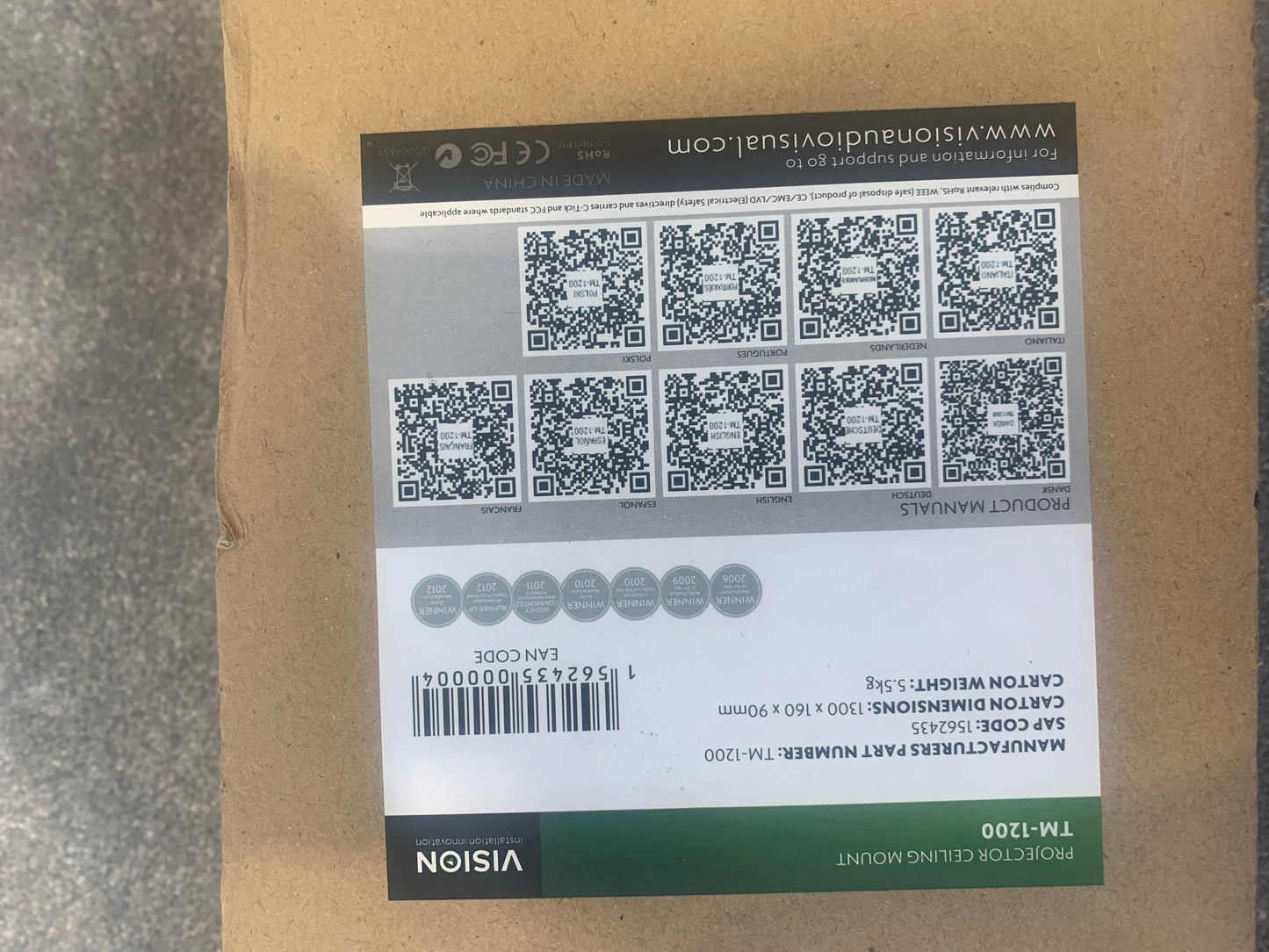 Vision TM-1200 Table Top Flat Panel Mount – Open Box New w/ Instructions