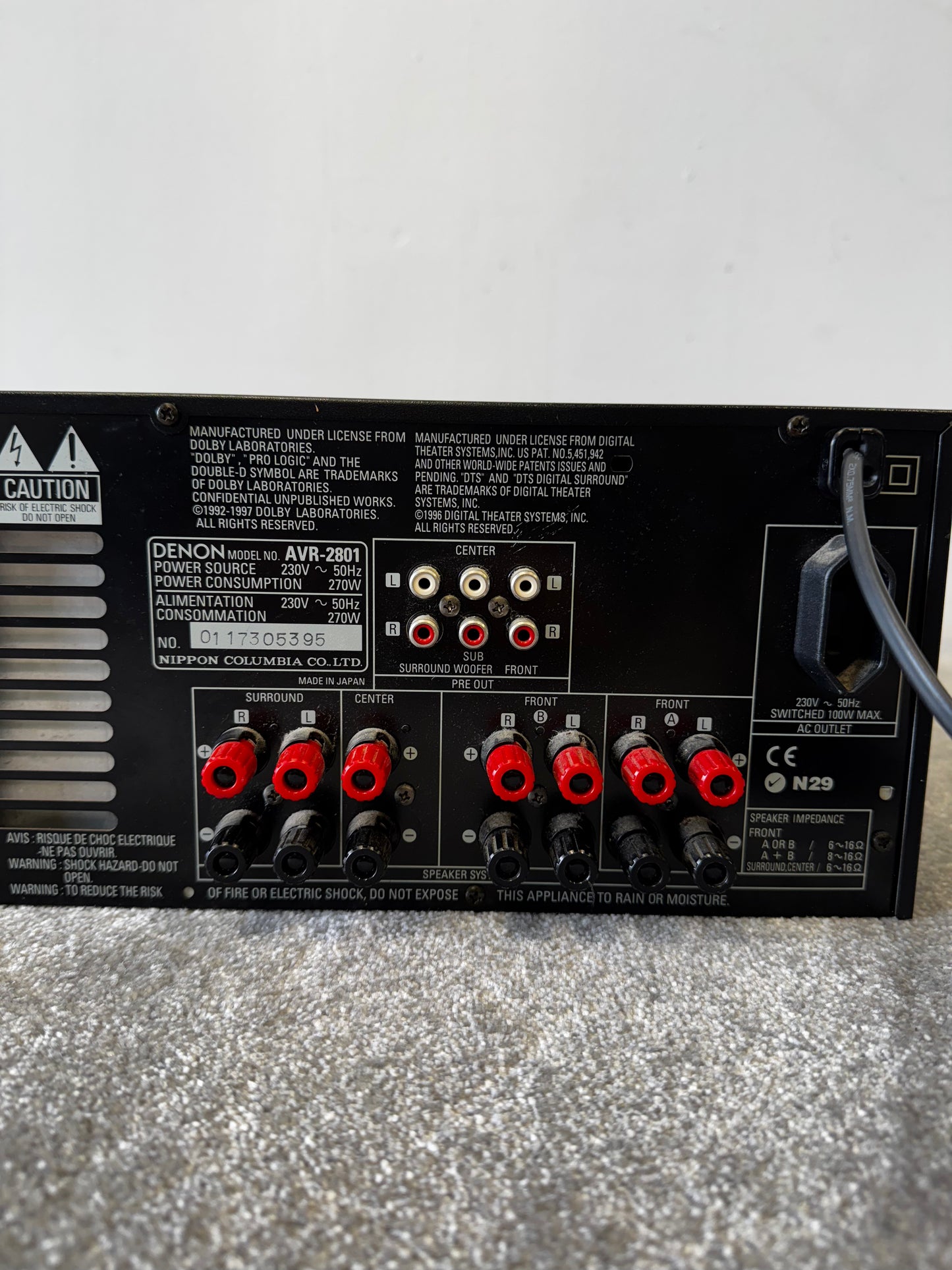 Denon AVR-2801 AV 5.1 Channel Receiver