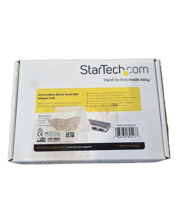 StarTech ICUSB2324 - 4 Port USB to RS232 Serial Adapter Hub - Black - Like New w/ Original Box, Cables, Driver CD, Manual