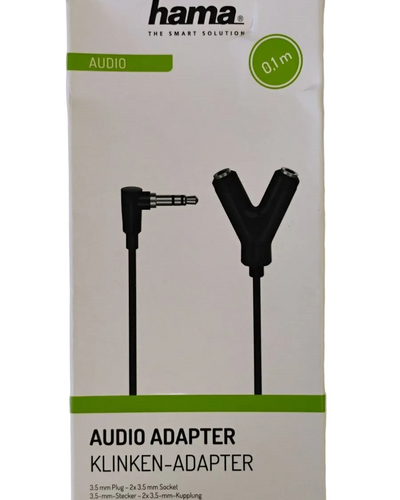 Hama Audio Adapter Single Male 3.5mm Jack to Dual Female Y Splitter