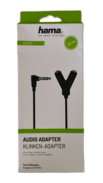 Hama Audio Adapter Single Male 3.5mm Jack to Dual Female Y Splitter - Image 1