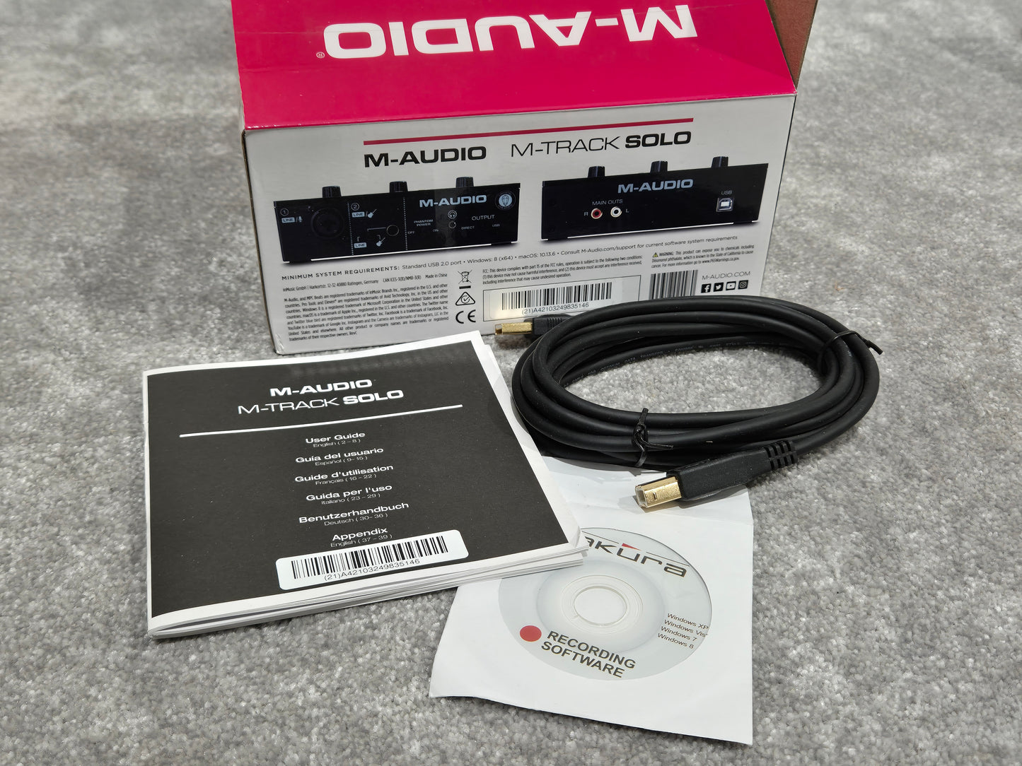 M-Audio M-Track Solo Audio Interface w/ Original Box and USB Cable