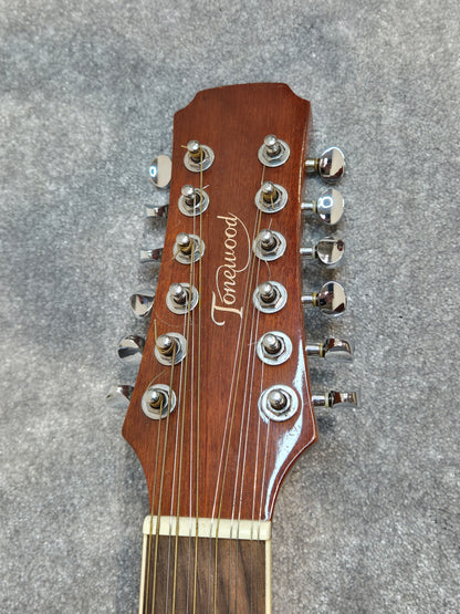 Tonewood KW269N 12-String Acoustic Guitar - Sound Hole Pickup - Spider Hard Case