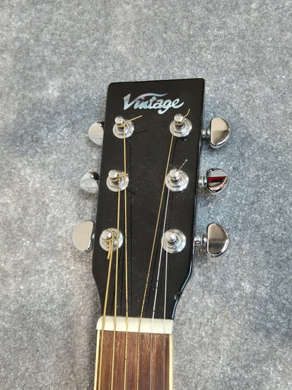 Vintage V400 BK Acoustic Guitar - Viva MTP11 Sound Hole Pick Up