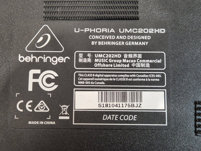 Behringer UMC202HD -  2-inputs and 2-outputs USB Audio Interface