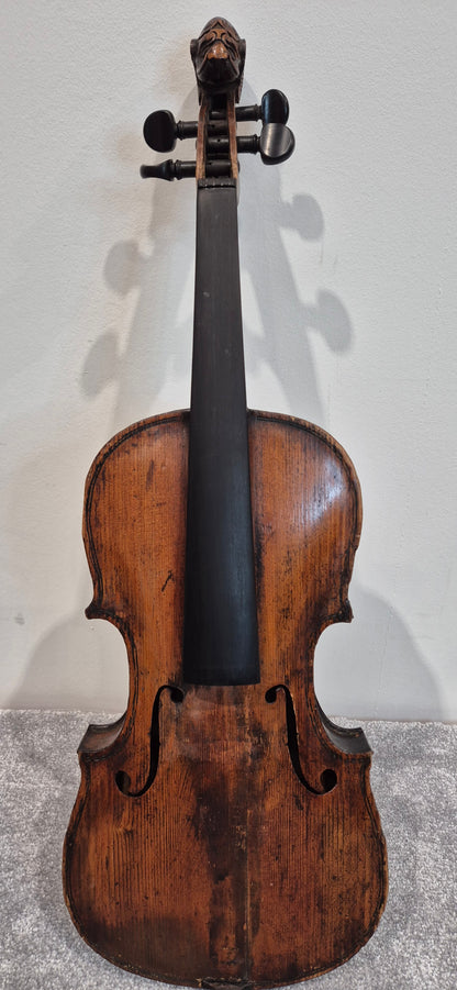 Antique Lion Head Violin - No Sound Post w/ Hard Case - Vintage