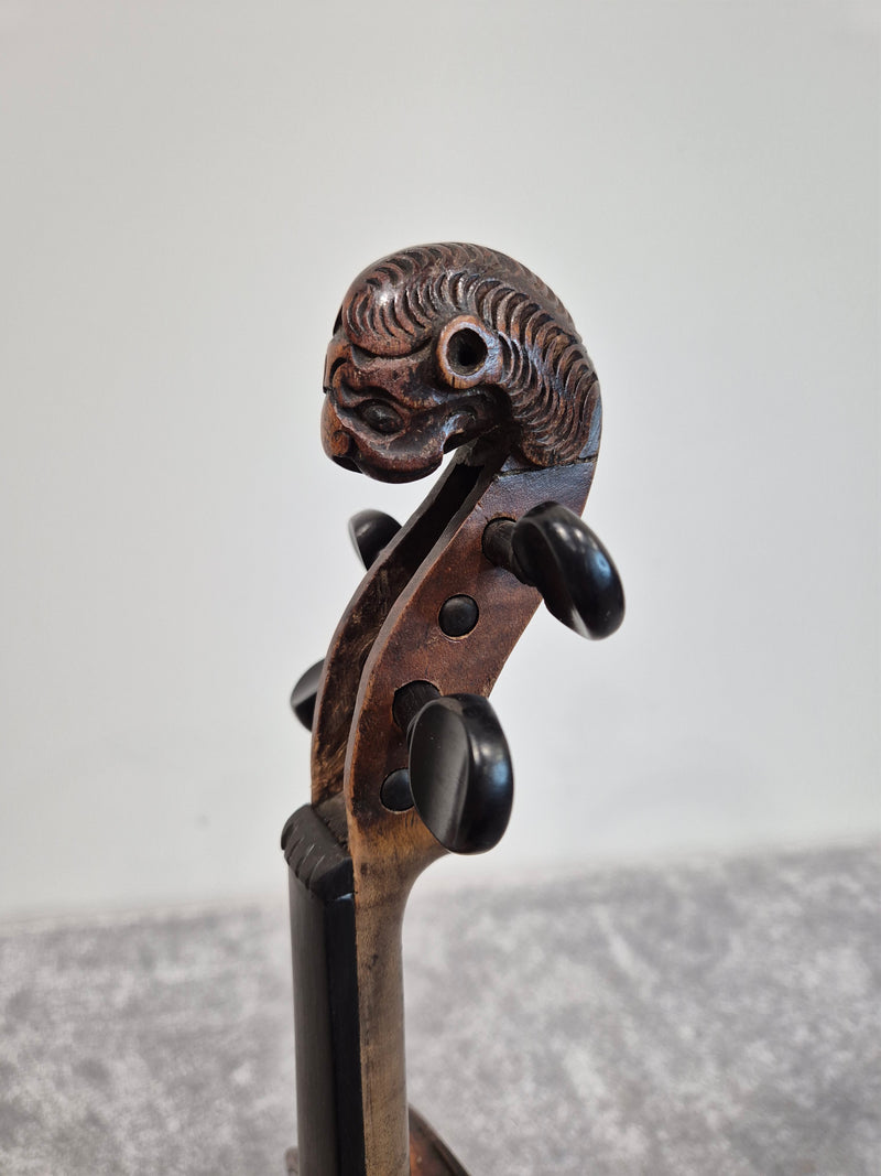 Antique Lion Head Violin - No Sound Post w/ Hard Case - Vintage - Image 9