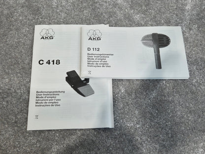 AKG D112 and AKG C418 5 piece Drum Microphones Set w/ Flight Case RRP £599