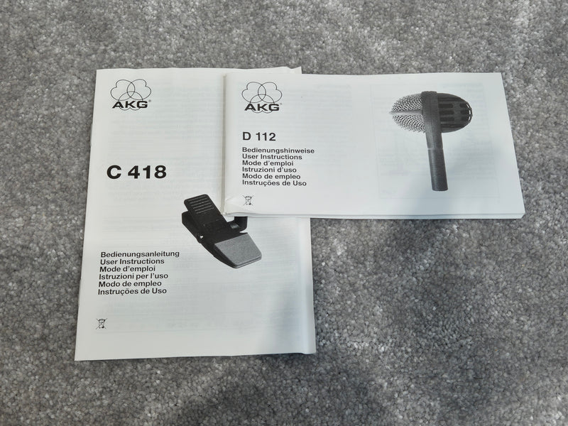 AKG D112 and AKG C418 5 piece Drum Microphones Set w/ Flight Case RRP £599 - Image 11