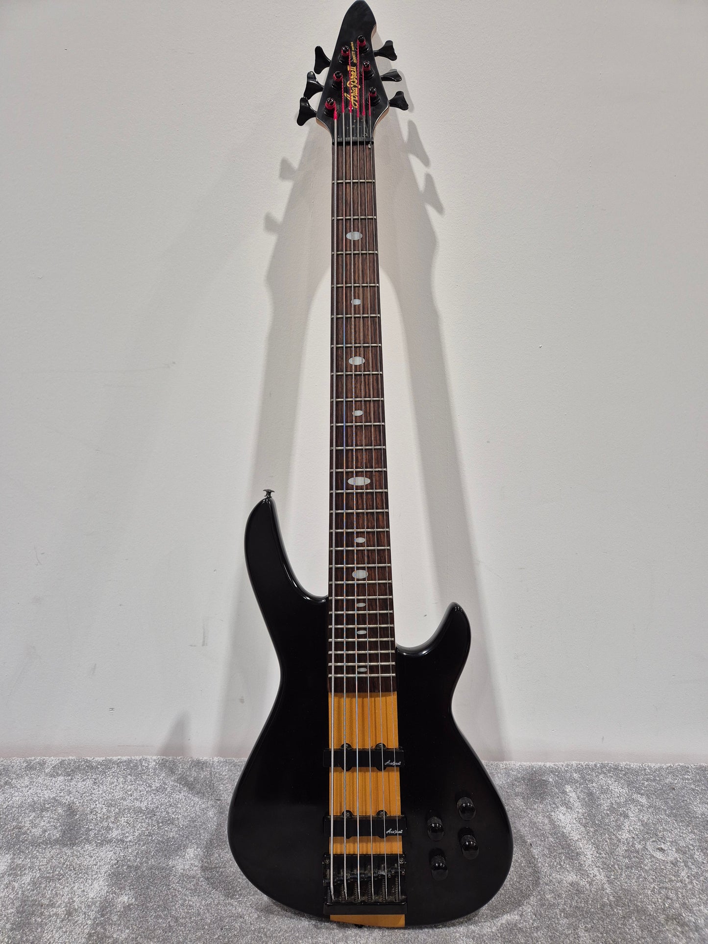 Aria Pro II 6 String Avante 24 Fret Electric Bass Guitar - Black