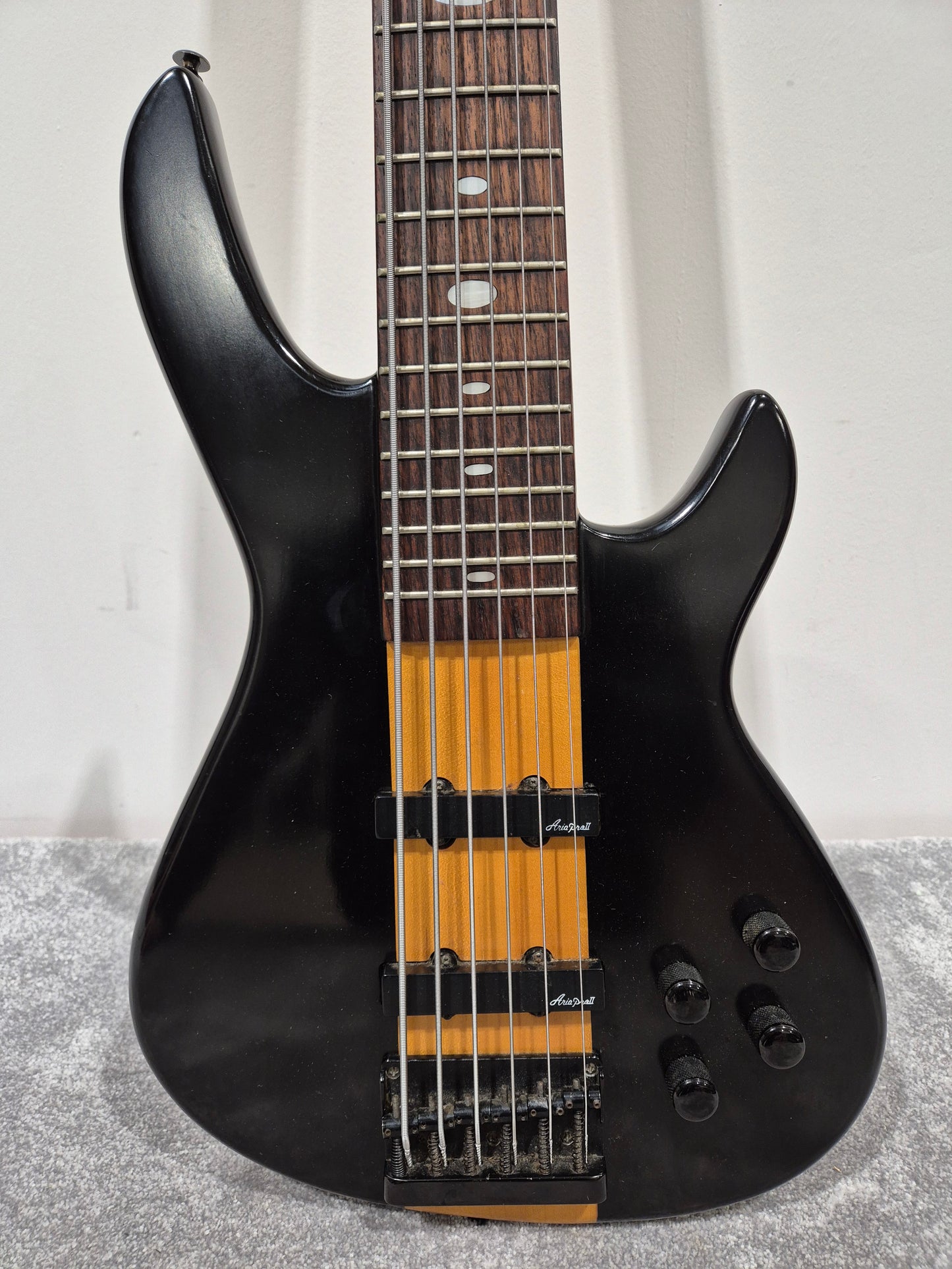 Aria Pro II 6 String Avante 24 Fret Electric Bass Guitar - Black