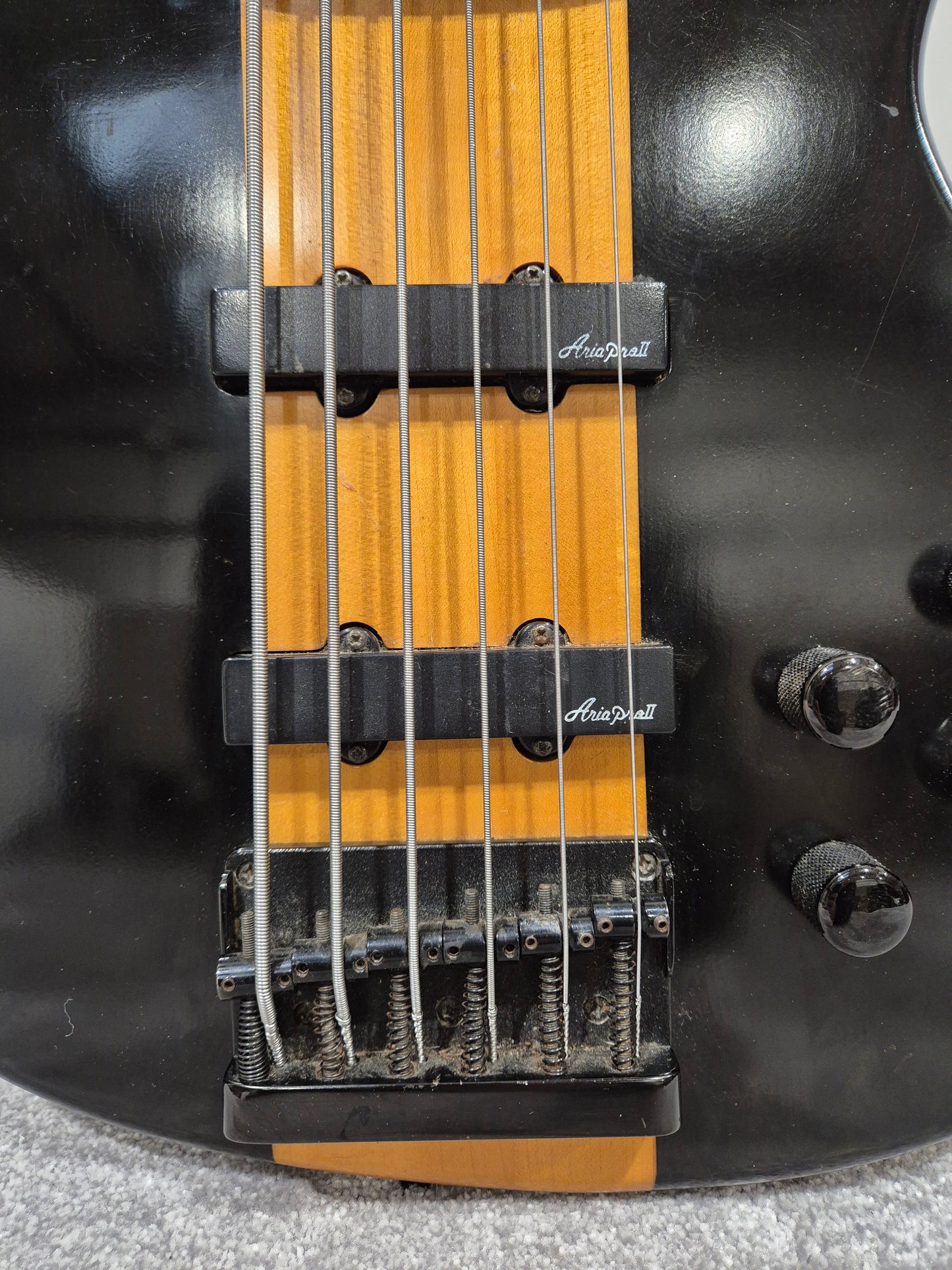 Aria Pro II 6 String Avante 24 Fret Electric Bass Guitar - Black