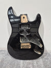 Strat Style Electric Guitar Body with Gold Bridge for Project - Black - Photo 1