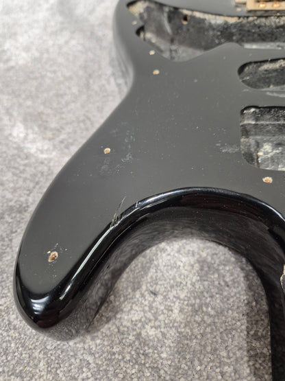 Strat Style Electric Guitar Body with Gold Bridge for Project - Black