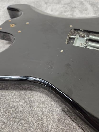Strat Style Electric Guitar Body with Gold Bridge for Project - Black